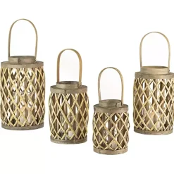 Hot Kirklands Home Gray Willow Cylinder Lanterns, Set of 4