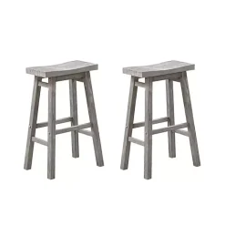 Sale Kirklands Home Wire Brush Saddle Bar Stools, Set of 2 Gray