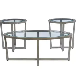 Outlet Kirklands Home Wood & Glass Top 3-pc. Table Set Gray
