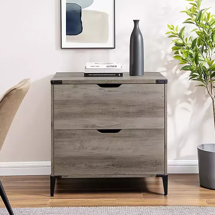 Best Kirklands Home Wood and Iron Accent Filing Cabinet Gray