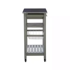 Best Kirklands Home Wood and Stainless Steel Kitchen Cart Gray