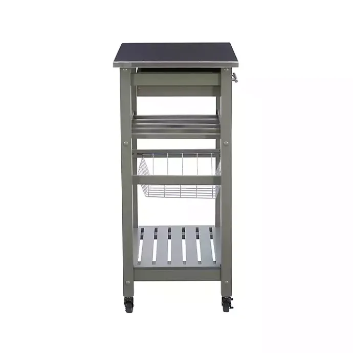 Best Kirklands Home Wood and Stainless Steel Kitchen Cart Gray