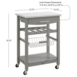 Best Kirklands Home Wood and Stainless Steel Kitchen Cart Gray