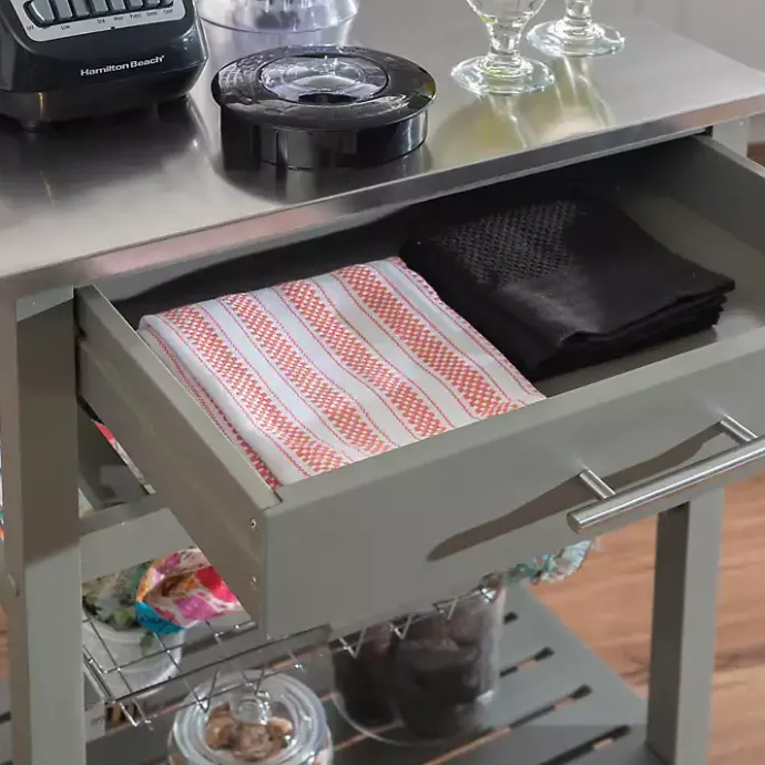 Best Kirklands Home Wood and Stainless Steel Kitchen Cart Gray