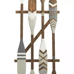 Outlet Kirklands Home Gray Wood Arrow and Striped Paddle Wall Plaque