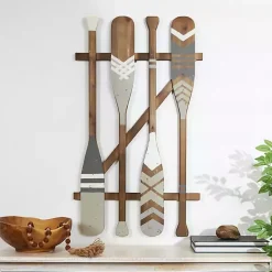 Outlet Kirklands Home Gray Wood Arrow and Striped Paddle Wall Plaque