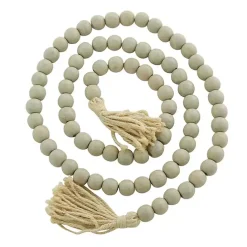 Sale Kirklands Home Wood Beads Cream Tassel Garland Gray