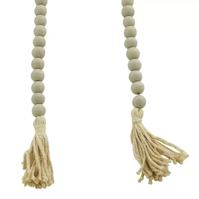 Sale Kirklands Home Wood Beads Cream Tassel Garland Gray