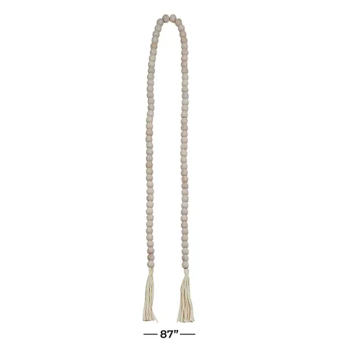 Sale Kirklands Home Wood Beads Cream Tassel Garland Gray