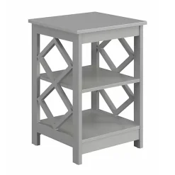 Best Kirklands Home Wood Diamond 2-Tier Accent Table Gray