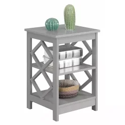 Best Kirklands Home Wood Diamond 2-Tier Accent Table Gray
