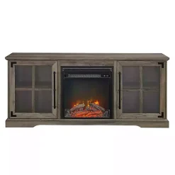 Online Kirklands Home Wood 2-Door LED Fireplace Cabinet Gray