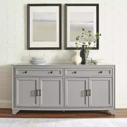 Best Kirklands Home Wood 4-Door Sideboard Cabinet Gray