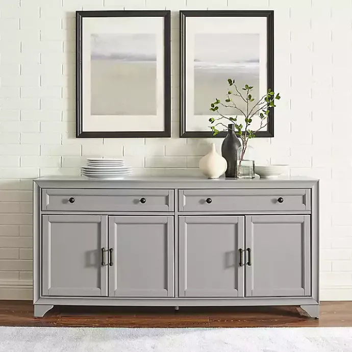 Best Kirklands Home Wood 4-Door Sideboard Cabinet Gray