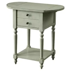 Clearance Kirklands Home Wood 2-Drawer Drop Leaf Side Table Gray