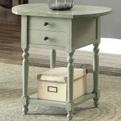 Clearance Kirklands Home Wood 2-Drawer Drop Leaf Side Table Gray