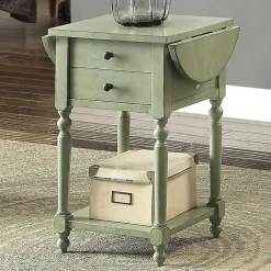 Clearance Kirklands Home Wood 2-Drawer Drop Leaf Side Table Gray