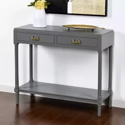 Discount Kirklands Home Wood 2-Drawer Layla Console Table Gray