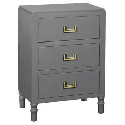 Sale Kirklands Home Wood 3-Drawer Layla Nightstand Gray