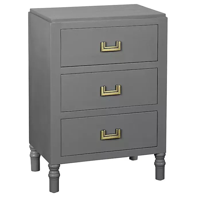 Sale Kirklands Home Wood 3-Drawer Layla Nightstand Gray