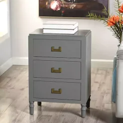 Sale Kirklands Home Wood 3-Drawer Layla Nightstand Gray