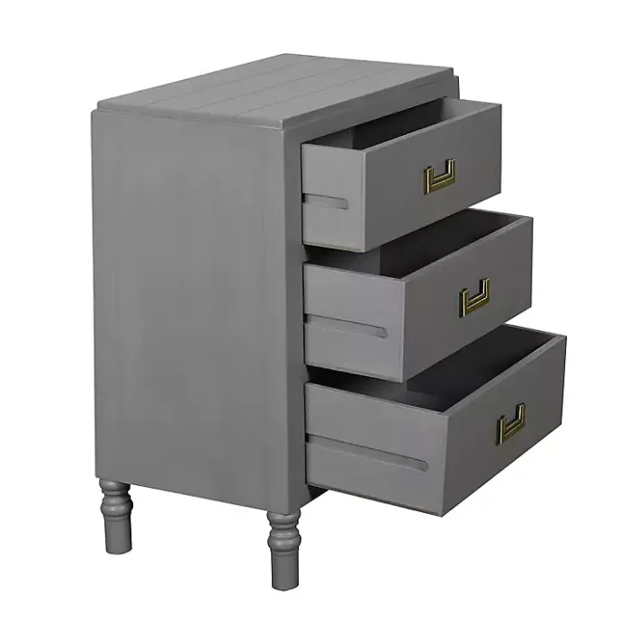 Sale Kirklands Home Wood 3-Drawer Layla Nightstand Gray