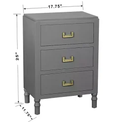 Sale Kirklands Home Wood 3-Drawer Layla Nightstand Gray