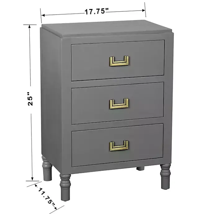 Sale Kirklands Home Wood 3-Drawer Layla Nightstand Gray