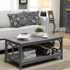 Hot Kirklands Home Wood Geometric Sides Coffee Table Gray