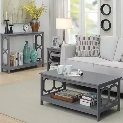 Hot Kirklands Home Wood Geometric Sides Coffee Table Gray