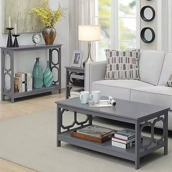 Hot Kirklands Home Wood Geometric Sides Coffee Table Gray