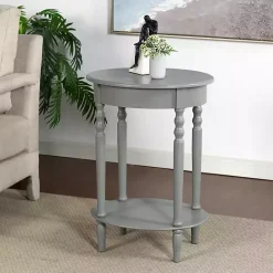 Hot Kirklands Home Wood Oval Emily Accent Table Gray