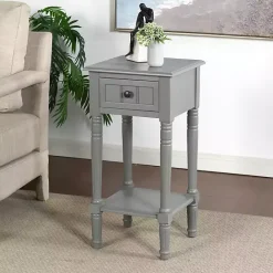 Discount Kirklands Home Wood Square Hampton Accent Table Gray