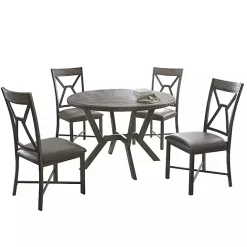 Best Kirklands Home Gray Wood Upholstered 5-pc. Dining Set