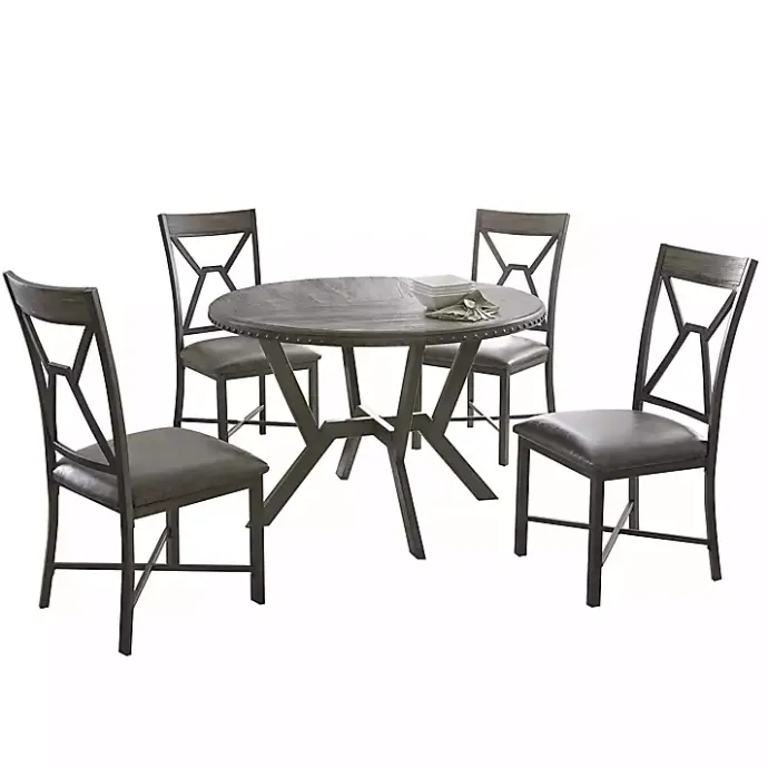 Best Kirklands Home Gray Wood Upholstered 5-pc. Dining Set