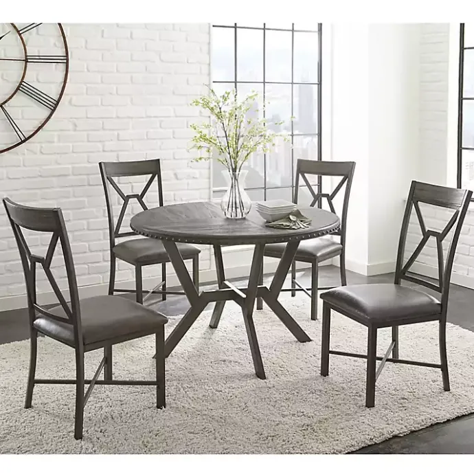 Best Kirklands Home Gray Wood Upholstered 5-pc. Dining Set