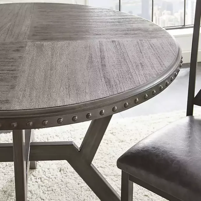 Best Kirklands Home Gray Wood Upholstered 5-pc. Dining Set