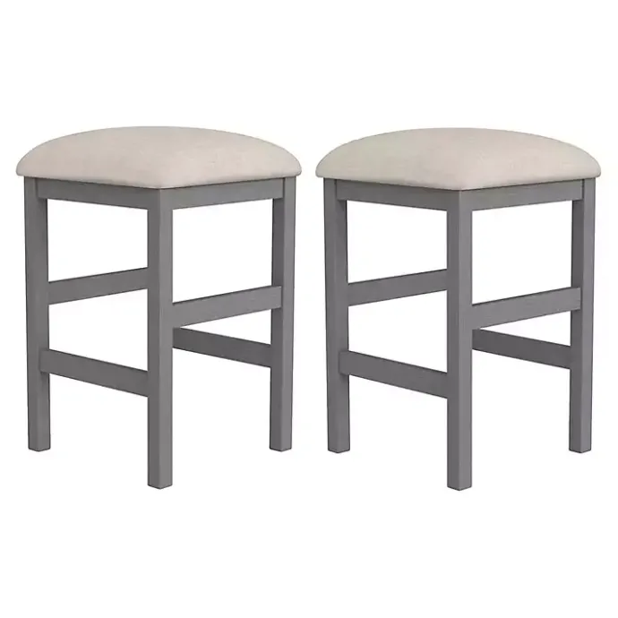New Kirklands Home Wood Upholstered Seat 2-pc. Counter Stool Set Gray