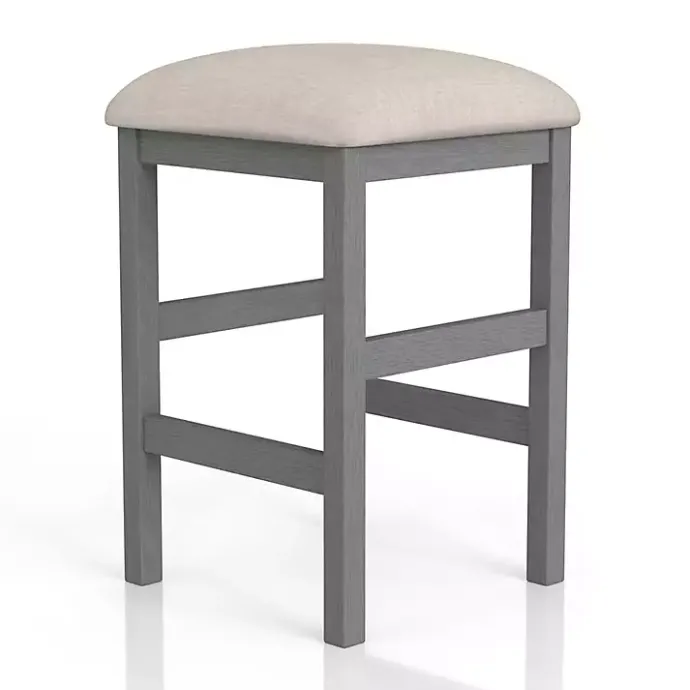 New Kirklands Home Wood Upholstered Seat 2-pc. Counter Stool Set Gray