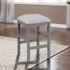 New Kirklands Home Wood Upholstered Seat 2-pc. Counter Stool Set Gray