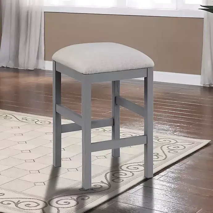 New Kirklands Home Wood Upholstered Seat 2-pc. Counter Stool Set Gray