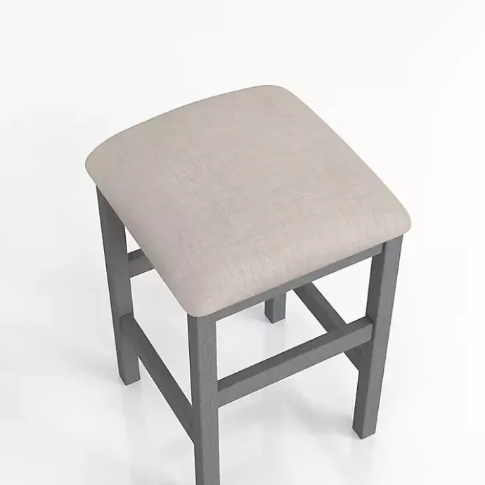 New Kirklands Home Wood Upholstered Seat 2-pc. Counter Stool Set Gray