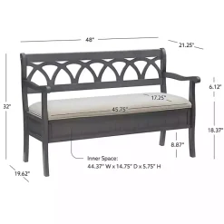 Online Kirklands Home Gray Wood Upholstered Storage Bench