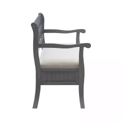 Online Kirklands Home Gray Wood Upholstered Storage Bench