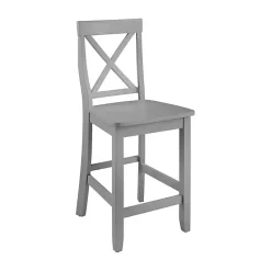 Hot Kirklands Home Wood X-Back Counter Stools, Set of 2 Gray