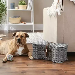 Hot Kirklands Home Woven Bone Shaped Basket, 17 in. Gray