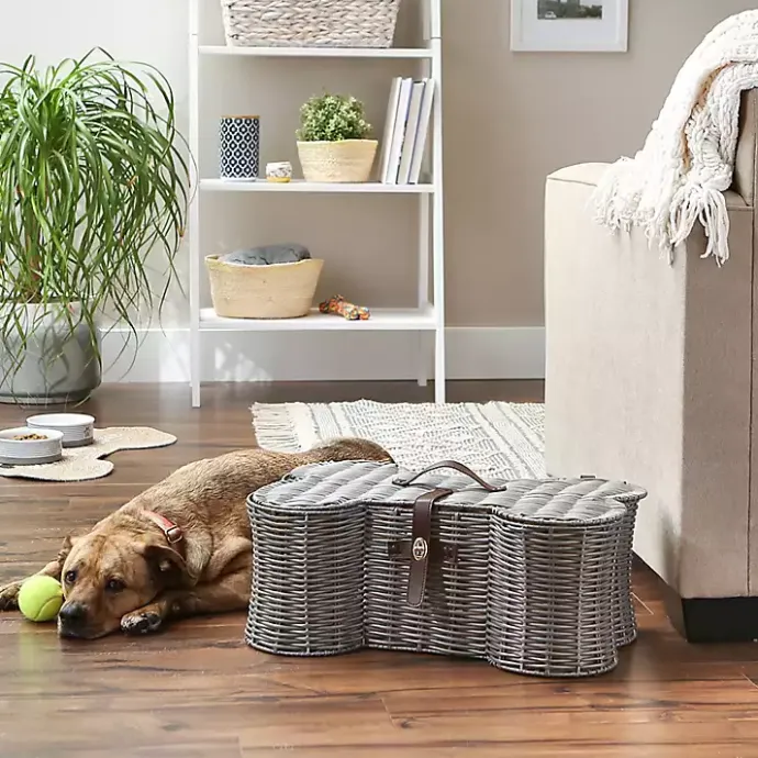 Clearance Kirklands Home Woven Bone Shaped Basket, 21 in. Gray