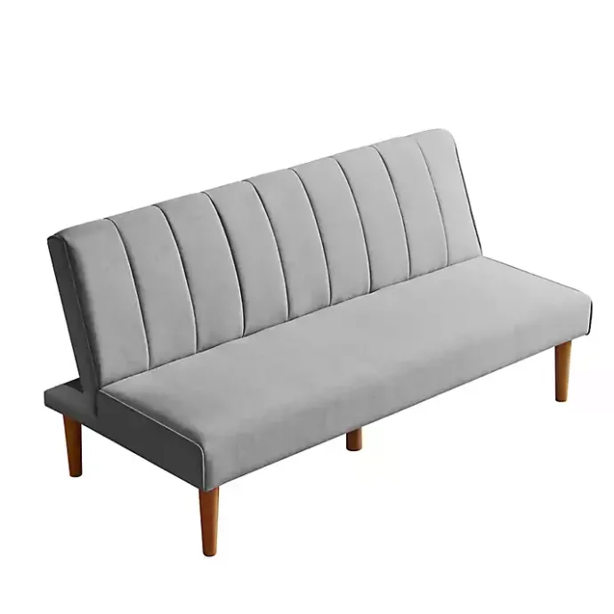 Best Kirklands Home Woven Channel Convertible Sofa Gray