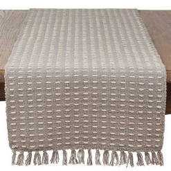 Sale Kirklands Home Woven Dash Cotton Table Runner Gray