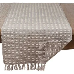 Sale Kirklands Home Woven Dash Cotton Table Runner Gray